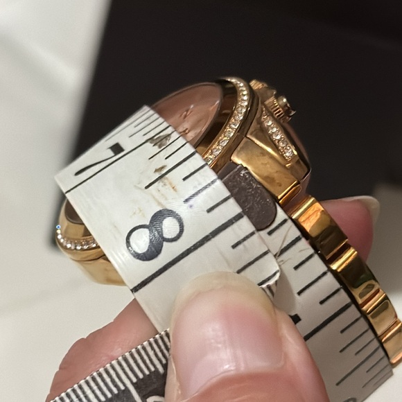 Michael Kors Watch-Yellow Gold Toned/Tortoise Band-Pink Face-Crystal Bezel-Box - Picture 15 of 17